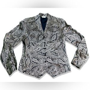 DANA BUCHMAN Vintage Silk Button Down Blouse with Paisley Print